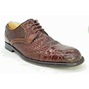 Paolo de Marco Mens Lace Up Shoes Crocodile Leather Brown Size US 8 EUC